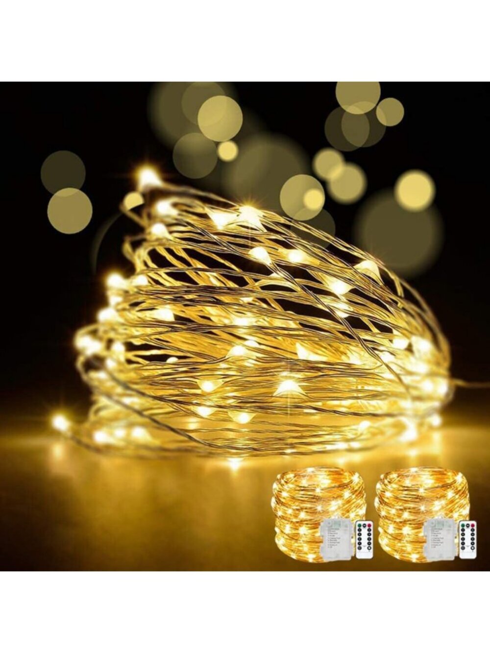 100 LED Fairy String Lights - 33ft Battery Operated Remote Control Decor for